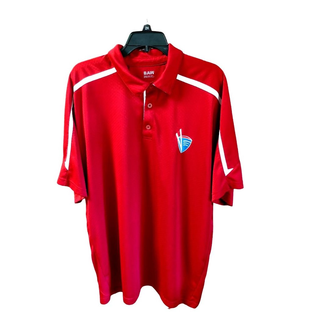 Men's BAW 2x Cool Tek Red And White Short Sleeve Golf Shirt Accessory